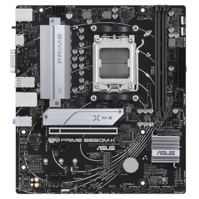 Материнская плата ASUS PRIME B650M-K, Socket AM5, AMD B650, 2xDDR5, 4xSATA, 2xM.2, 1xPCIe 4.0 x16, 2xPCIe 4.0 x1, 1xHDMI, 1xVGA, 1x 2.5Gb LAN, 4xUSB-A 2.0, 2xUSB-A 3.2 Gen 1, 2xUSB-A 3.2 Gen 2, 3x3.5 мм, 7.1, mATX