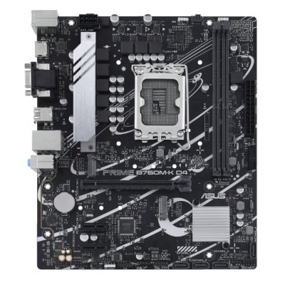 Материнская плата ASUS PRIME B760M-K D4, LGA 1700, Intel B760, 2xDDR4, 4xSATA, 2xM.2, 1xPCIe 4.0 x16, 2xPCIe x1, 1xHDMI, 1xVGA, 1x 2.5Gb LAN, 2xUSB-A 3.2 Gen 1, 2xUSB-A 2.0, 3x3.5 мм, 7.1, mATX