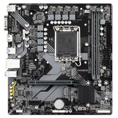 Материнская плата Gigabyte B760M H DDR4, LGA 1700, Intel B760, 2xDDR4, 4xSATA, 2xM.2, 1xPCIe 4.0 x16, 1xPCIe x1, 1xHDMI, 1xVGA, 1x 1Gb LAN, 2xUSB 2.0, 4xUSB 3.2 Gen 1, 3x3.5 мм, 7.1, Micro ATX