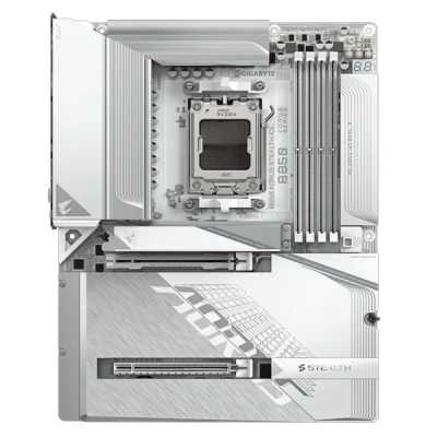 Материнская плата Gigabyte B850 AORUS STEALTH ICE, AM5, AMD B850, 4xDDR5, 2xSATA, 4xM.2, 1xPCIe 5.0 x16, 1xPCIe 4.0 x4, 1xHDMI, 1x5Gb LAN, Wi-Fi 7, Bluetooth 5.4, 1xUSB-C 10Gbps, 2xUSB-A 10Gbps, 4xUSB-A 5Gbps, 4xUSB-A 2.0, 2x3.5 мм, 7.1, ATX