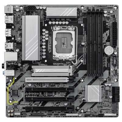 Материнская плата Gigabyte B860M DS3H WIFI6E, LGA1851, Intel B860, 4xDDR5, 4xSATA, 2xM.2, 1xPCIe 5.0 x16, 3xPCIe 4.0 x1, 2xDP, 1xHDMI, 1x2.5Gb LAN, Wi-Fi 6E, Bluetooth 5.3, 1xUSB-C 10Gbps, 2xUSB-A 10Gbps, 4xUSB-A 5Gbps, 7xUSB-A 2.0, 3x3.5 мм, 7.1, mATX