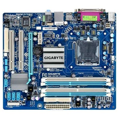Материнская плата Gigabyte GA-G41M-COMBO-GQ (rev.3), LGA 775, Intel G41, 4xDDR2/DDR3, 4xSATA, 1xPCIe 1.1 x16, 1xPCIe 1.1 x1, 1xVGA, 1x 1Gb LAN, 4xUSB 2.0, 3x3.5 мм, 5.1, Micro ATX