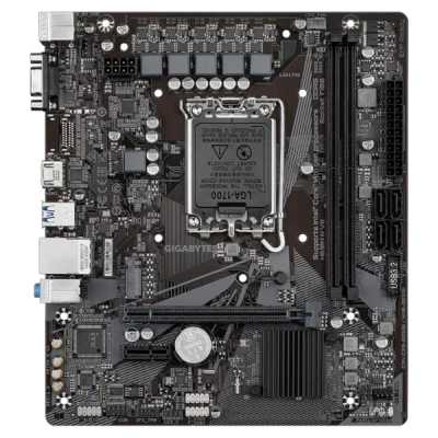Материнская плата Gigabyte H610M H V2, LGA 1700, Intel H610, 2xDDR5, 4xSATA, 1xM.2, 1xPCIe 4.0 x16, 1xPCIe x1, 1xHDMI, 1xVGA, 1x 1Gb LAN, 2xUSB-A 3.2 Gen 1, 4xUSB-A 2.0, 3x 3.5 мм, 7.1, mATX