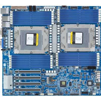 Серверная материнская плата Gigabyte MZ73-LM1, 2xSP5, AMD EPYC 9004/9005, 24xDDR5 RDIMM (до 4096 ГБ, 4800 МГц), 3xSlimSAS, 4xPCIe 4.0 x16, 1xM.2 22110, 2x10Gb LAN, 1xGb LAN (IPMI), 2xUSB-A 5Gbps, 1xVGA, 1xCOM, EATX
