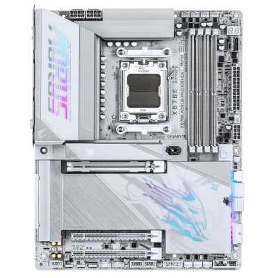 Материнская плата Gigabyte X870E AORUS PRO X3D ICE, AM5, AMD X870E, 4xDDR5, 4xSATA, 4xM.2, 1xPCIe 5.0 x16, 1xPCIe 4.0 x16, 1xPCIe 3.0 x16, 1xHDMI, 1x5Gb LAN, Wi-Fi 7, Bluetooth 5.4, 2xUSB-C 40Gbps (USB4), 2xUSB-C 10Gbps, 5xUSB-A 10Gbps, 3xUSB-A 5Gbps, 3x3
