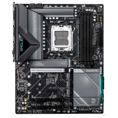 Материнская плата Gigabyte X870E EAGLE X3D WIFI7, AM5, AMD X870E, 4xDDR5, 4xSATA, 4xM.2, 1xPCIe 5.0 x16, 1xPCIe 4.0 x16, 1xPCIe 3.0 x16, 1xHDMI, 1x5Gb LAN, Wi-Fi 7, Bluetooth 5.4, 2xUSB-C 40Gbps (USB4), 1xUSB-C 10Gbps, 4xUSB-A 10Gbps, 4xUSB-A 5Gbps, 3x3.5
