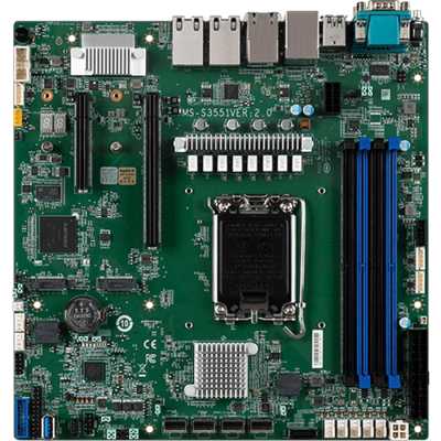Серверная материнская плата MSI D1500-D1500GB4N-10G-HE, встроенный процессор Intel Xeon D-1500 (SoC), 4xDDR4 ECC RDIMM (до 128 ГБ), 4xSATA 6Gb/s, 4x1Gb LAN (Intel i350), 2x10Gb LAN (SFP+), 2xPCIe 3.0 x8, 1xM.2, 2xUSB-A 3.0, 2xUSB-A 2.0, 1xVGA, 1xCOM, IPMI
