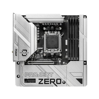 Материнская плата MSI B650M PROJECT ZERO, AM5, AMD B650, 4xDDR5, 4xSATA, 2xM.2, 1xPCIe 4.0 x16, 1xPCIe x1, 1xDP, 1xHDMI, 1x 2.5Gb LAN, 2xUSB-A 2.0, 2xUSB 3.2 Gen 1, 3xUSB 3.2 Gen 2, 3x3.5 мм, 7.1, mATX