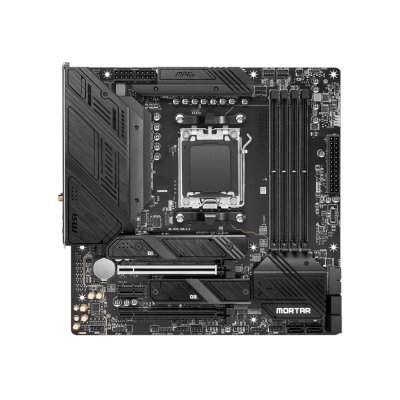Материнская плата MSI MAG B650M MORTAR WIFI, AM5, AMD B650, 4xDDR5, 6xSATA, 2xM.2, 1xPCI-E 4.0 x16, 1xPCI-E 4.0 x4, 1xHDMI, 1xDP, 1x2.5Gb LAN, 3xUSB 3.2 Gen 2, 4xUSB 3.2 Gen 1, 1xUSB-C 3.2 Gen 2x2, 5x3.5мм аудио, 7.1, Micro-ATX