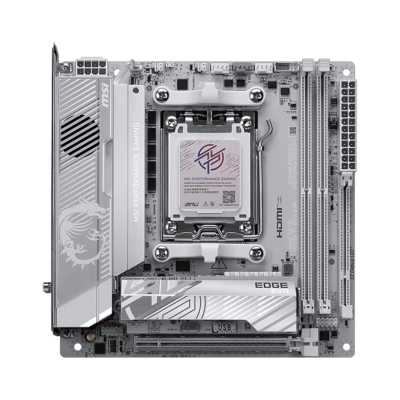 Материнская плата MSI MPG X870I EDGE TI EVO WIFI, AM5, AMD X870, 2xDDR5 (до 128 ГБ), 2xSATA, 3xM.2 (1xPCIe 5.0, 2xPCIe 4.0), 1xPCIe 5.0 x16, 1xHDMI, 1x5Gb LAN, Wi-Fi 7, Bluetooth 5.4, 2xUSB-C 40Gbps (USB4), 1xUSB-C 10Gbps, 5xUSB-A 10Gbps, 3x3.5 мм + S/PDI