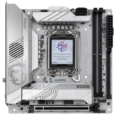 Материнская плата MSI MPG Z890I EDGE TI WIFI, LGA 1851, Intel Z890, 2xDDR5, 2xSATA, 4xM.2, 1xPCIe 5.0 x16, 1xHDMI, 2xThunderbolt 4, 1xUSB-C, 1x 5Gb LAN, 7xUSB-A 10Gbps, 2xUSB-A 5Gbps, 1xUSB-C 20Gbps, 7.1, 2x3.5 мм, TOSLINK, Mini-ITX