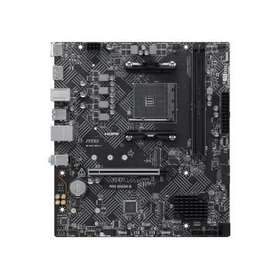 Материнская плата MSI PRO B550M-B, AM4, AMD B550, 2xDDR4 (до 64 ГБ), 4xSATA, 2xM.2 (PCIe 4.0/3.0), 1xPCIe 4.0 x16, 1xPCIe x1, 1xHDMI, 1xDP, 1x1Gb LAN, 4xUSB-A 5Gbps, 2xUSB-A 2.0, 1xPS/2, 3x3.5 мм, 7.1, чёрный, mATX