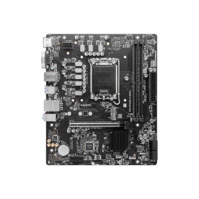 Материнская плата MSI PRO B760M-E DDR4, LGA 1700, Intel B760, 2xDDR4, 4xSATA, 1xM.2, 1xPCIe 4.0 x16, 1xPCIe 4.0 x1, 1xHDMI, 1xVGA, 1x1Gb LAN, 2xUSB-A 3.2 Gen 1, 4xUSB-A 2.0, 3x3.5 мм, 7.1, mATX