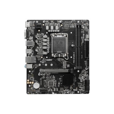 Материнская плата MSI PRO B760M-E, LGA 1700, Intel B760, 2xDDR5, 4xSATA, 1xM.2, 1xPCIe 4.0 x16, 1xPCIe 4.0 x1, 1xHDMI, 1xVGA, 1x1Gb LAN, 2xUSB-A 3.2 Gen 1, 4xUSB-A 2.0, 3x3.5 мм, 7.1, mATX
