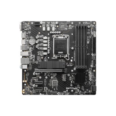 Материнская плата MSI PRO B760M-P DDR5, LGA 1700, Intel B760, 4xDDR5, 4xSATA, 2xM.2, 1xPCIe 4.0 x16, 2xPCIe 3.0 x1, 1xHDMI, 1xDP, 1xVGA, 1x1Gb LAN, 4xUSB-A 2.0, 1xUSB-A 3.2 Gen 1, 1xUSB-C 3.2 Gen 2, 3x3.5 мм, 7.1, mATX