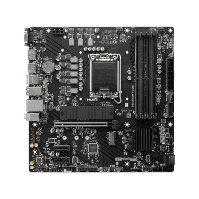 Материнская плата MSI PRO B760M-P DDR4, LGA 1700, Intel B760, 4xDDR4, 4xSATA, 2xM.2, 1xPCIe 4.0 x16, 2xPCIe 3.0 x1, 1xHDMI, 1xDP, 1xVGA, 1x1Gb LAN, 4xUSB-A 2.0, 1xUSB-A 3.2 Gen 1, 1xUSB-C 3.2 Gen 2, 3x3.5 мм, 7.1, mATX