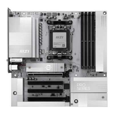 Материнская плата MSI PRO B850M-A WIFI, AM5, AMD B850, 4xDDR5, 4xSATA, 2xM.2, 1xPCIe 5.0 x16, 1xPCIe 4.0 x4, 1xPCIe 3.0 x1, 1xDP, 1xHDMI, 1x5Gb LAN, Wi-Fi 7, Bluetooth 5.4, 2xUSB-C 10Gbps, 3xUSB-A 10Gbps, 3xUSB-A 5Gbps, 4xUSB-A 2.0, 3x3.5 мм, 7.1, mATX