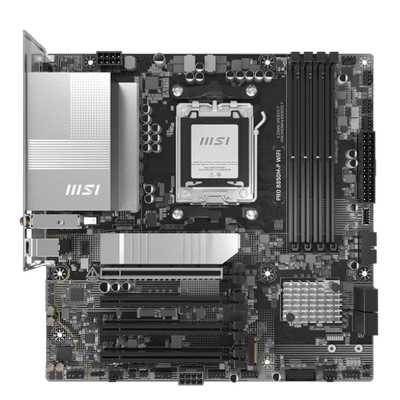 Материнская плата MSI PRO B850M-P WIFI, AM5, AMD B850, 4xDDR5, 4xSATA, 3xM.2, 1xPCIe 5.0 x16, 1xPCIe 4.0 x4, 2xPCIe 3.0 x1, 1xHDMI, 2xUSB-C 10Gbps, 1xUSB-A 5Gbps, 1xUSB-A 10Gbps, 4xUSB-A 2.0, 2x3.5 мм, S/PDIF, 1x5Gb LAN, Wi-Fi 7, Bluetooth 5.4, 7.1, mATX