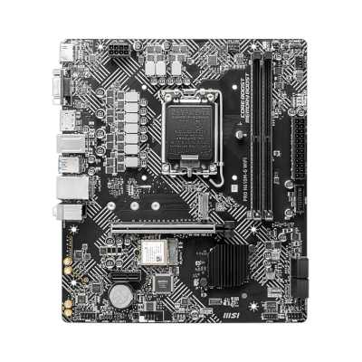 Материнская плата MSI PRO H610M-G WIFI, LGA 1700, Intel H610, 2xDDR5 (до 64 ГБ), 4xSATA, 1xM.2 (PCIe 3.0 x4), 1xPCIe 4.0 x16, 2xPCIe x1, 1xVGA, 1xHDMI, 1xDP, 1x1Gb LAN, Wi-Fi 5, Bluetooth 4.2, 4xUSB-A 5Gbps, 2xUSB-A 2.0, 1xPS/2, 3x3.5 мм, 7.1, чёрный, mAT