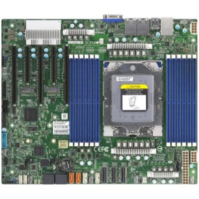 Материнская плата Supermicro MBD-H13SSL-NT-B, ATX, 1xSP5 AMD EPYC 9004/9005, 12x DIMM DDR5 6000 MT/s, AST2600, 8x SATA3, 3x PCIe 5.0 x16 slots, 2x PCIe 5.0 x8 slots, 2x M.2 PCIe 5.0 x4 SATA/NVMe (M-key 2280/22110), 2x 10Gbase-T LAN Ports via Broadcom BCM5