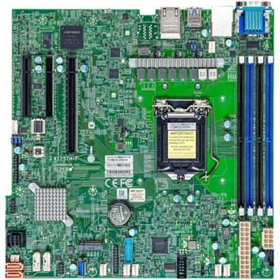 Материнская плата SuperMicro MBD-X12STH-F-B, LGA1200, Intel C256, 4xDDR4, 1xPCIe 4.0 x16, 2xPCIe 4.0 x4, 8xSATA, 1xM.2, 2xDOM, 2xLAN, 1xRJ45, 1xVGA, 3xUSB 3.2 Gen1 (внутренние), 4xUSB 2.0 (внутренние), mATX