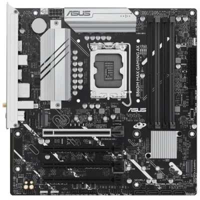 Материнская плата ASUS B860M MAX GAMING AX, LGA 1851, Intel B860, 4xDDR5, 4xSATA, 3xM.2, 1xPCIe 5.0 x16, DisplayPort, USB Type-C, 1x2.5Gb LAN, Wi-Fi 6, Bluetooth, 3x3.5 мм, 7.1, microATX