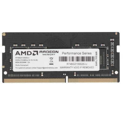Оперативная память AMD Radeon R7, DDR4, 8Gb (1x8Gb), 2133MHz, CL15, SO-DIMM, OEM