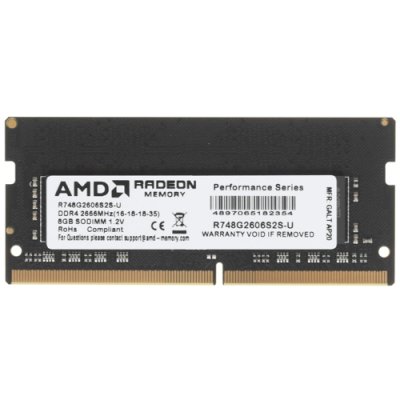 Оперативная память AMD Radeon R7, DDR4, 8GB (1x8GB), 2666MHz, CL16, SO-DIMM