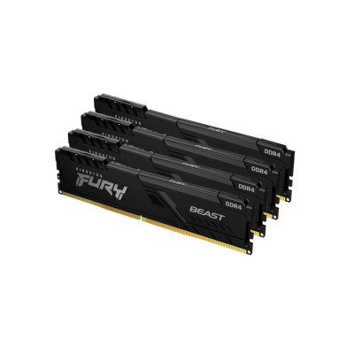 Оперативная память Kingston Fury Beast, DDR4, 128GB (4x32 GB), 3200 MHz, CL16, DIMM, с радиатором, черный