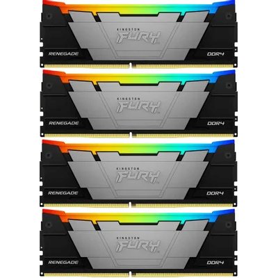 Оперативная память Kingston Fury Renegade, DDR4, 32Gb (4x8GB), 3200MHz, CL16, DIMM, с радиаторами, RGB, серебристый/черный