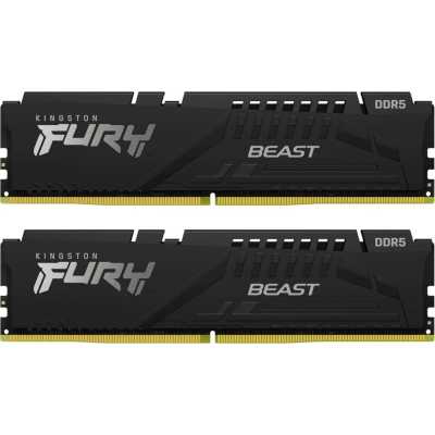 Оперативная память Kingston Fury Beast, DDR5, 64Gb (2x32 GB), 5600 MHz, CL36, радиатор, черный