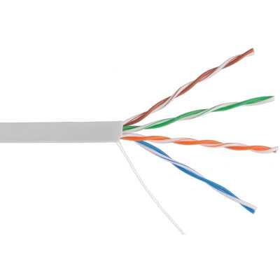 Кабель NETLAN U/UTP 4 пары, cat.5e, CU(медь), внутренний, PVC, одножильный, 100МГц, серый, 305м
