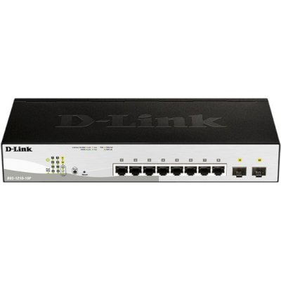 Коммутатор D-Link DGS-1210-10P/F3A, 8×1 Гбит/с + 2×1 Гбит/с SFP, настраиваемый