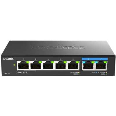 Коммутатор D-Link DMS-107/A1A, 5×1 Гбит/с + 2×2.5 Гбит/с, неуправляемый