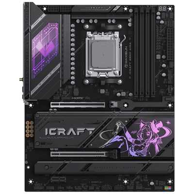 Материнская плата Maxsun 6940709663448 MS-iCraft B850 AIGA B850, AM5, 4*DDR5, 2*PCIEx16, 1*PCIEx1, 4*M.2, 2*TypeC, 1*USB3.2Gen1, 4*USB3.2Gen2, 6*USB2.0, 2*SATA3.0, 5G, DP, HDMI, ATX, RTL