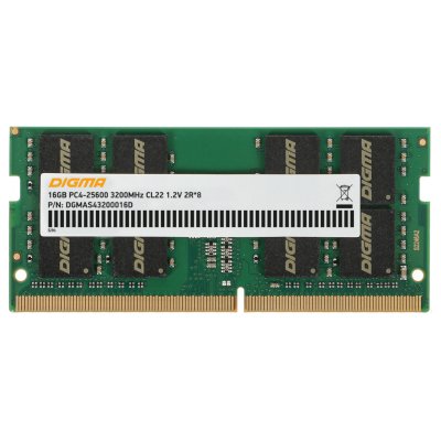 Память DDR4 16Gb 3200MHz Digma DGMAS43200016D RTL PC4-25600 CL22 SO-DIMM 260-pin 1.2В dual rank Ret