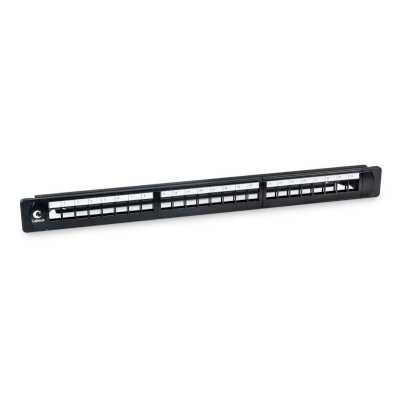 Модульная патч-панель 19", 24 порта, 1u, для неэкр. модулей Cabeus PLB-24 Модульная патч-панель 19", 24 порта, 1U, для неэкранированных модулей, с задним кабельным организатором (без модулей) (PLB-24)