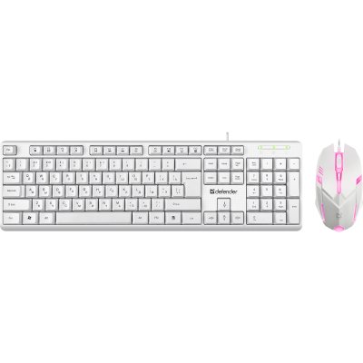 Клавиатура + мышь Defender Motion C-977 клав:белый мышь:белый/розовый USB Multimedia (45977)