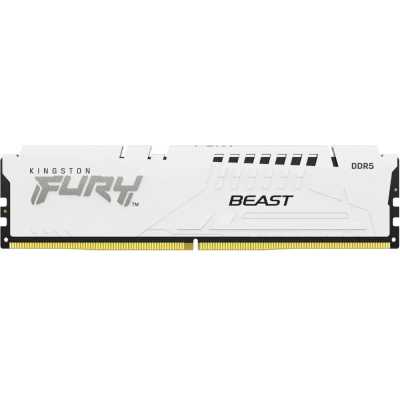 Оперативная память Kingston Fury Beast, DDR5, 16Gb (1x16Gb), 6000MHz, CL36, DIMM, с радиатором, белый