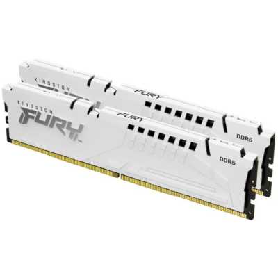 Оперативная память Kingston Fury Beast, DDR5, 64Gb (2x32 GB), 6000 MHz, CL36, DIMM, радиатор, белый