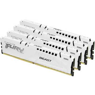Оперативная память Kingston Fury Beast, DDR5, 64Gb (4x16 Gb), 6000 MHz, CL40, DIMM, радиатор, белый