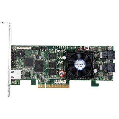 Контроллер RAID Areca ARC-1883i PCIe 3.0 x8 LP, SAS/SATA 12G, RAID 0,1,5,6,10,50,60, 8port (2*int SFF8643), Cache 2Gb RTL