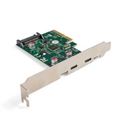 Контроллер ExeGate EXE-313 PCI-Ex4, 2*USB3.1 Type-C ext, разъем доп.питания (OEM)
