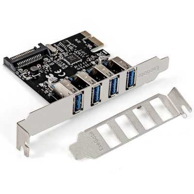 Контроллер ExeGate EXE-314 PCI-E 2.0, 4*USB 3.0 ext, разъем доп.питания (OEM)