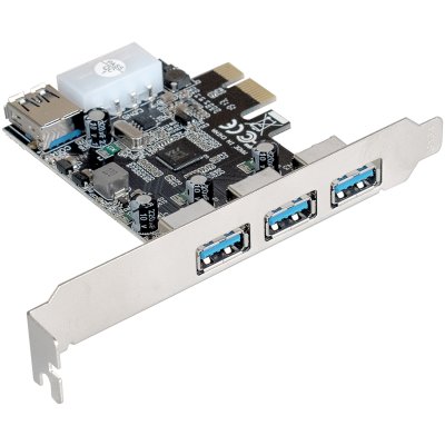 Контроллер ExeGate EXE-367 PCI-E 2.0, 3*USB 3.0 ext + 1*USB 3.0 int, разъем доп.питания (OEM)