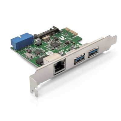 Контроллер ExeGate EX290278RUS EXE-362 PCI-E 2.0, 2*USB 3.0 ext + 1*USB 3.0 int + LAN UTP 1000Mbps, разъем доп.питания (OEM)