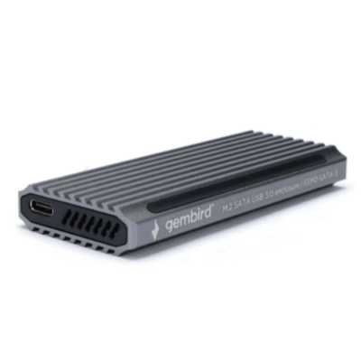 Внешний корпус Gembird EEM2-SATA-3 USB 3.1 для M2 SATA порт Type-С, RGb подсветка, металл, серебристый