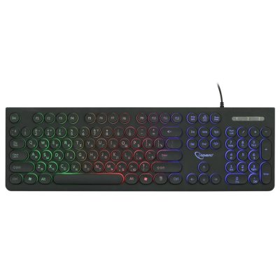 Клавиатура с подсветкой Gembird KB-240L, USB, черный, 104 клавиши, подсветка Rainbow, круглые клавиши, кабель 1.5м