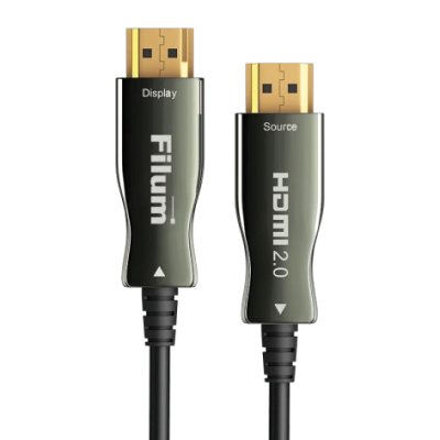 Кабель интерфейсный HDMI Filum FL-AOC-HDMI2.0-100M активный, оптический, 100 м, 4K/60HZ, v.2.0, ARC, 19M/19M, черный, коробка