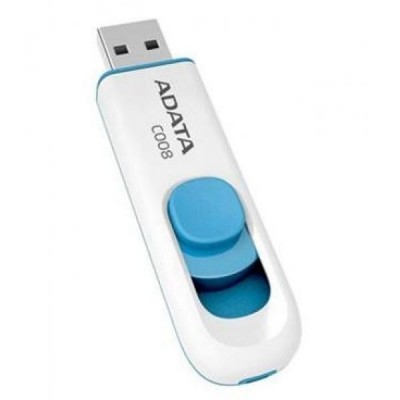 Флешка USB ADATA С008 (AC008-64G-RWE), 64Gb, USB 2.0, R/W 15/5, белый/синий